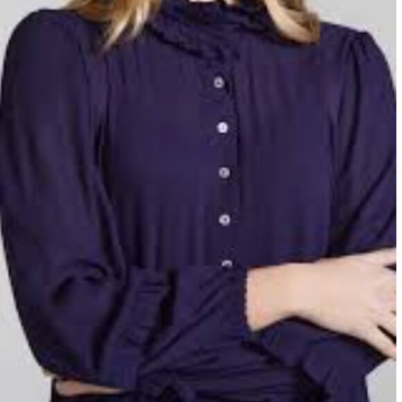 Bebe Vibrant Purple Ruffle Top Small - Picture 2 of 11